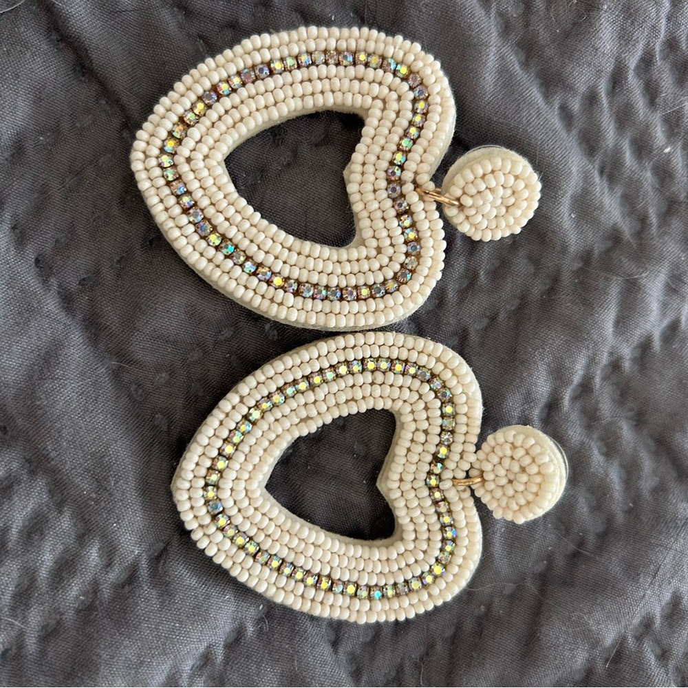 Women’s white heart earrings